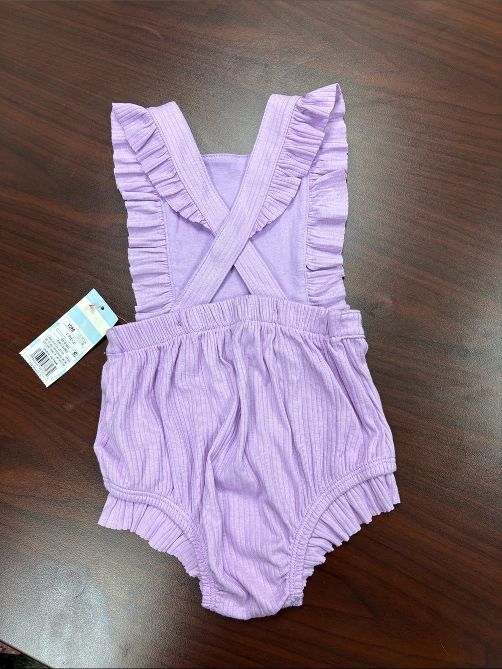Cat & Jack Lilac Ruffle Ribbed Baby One-Piece - Picture 2 of 2